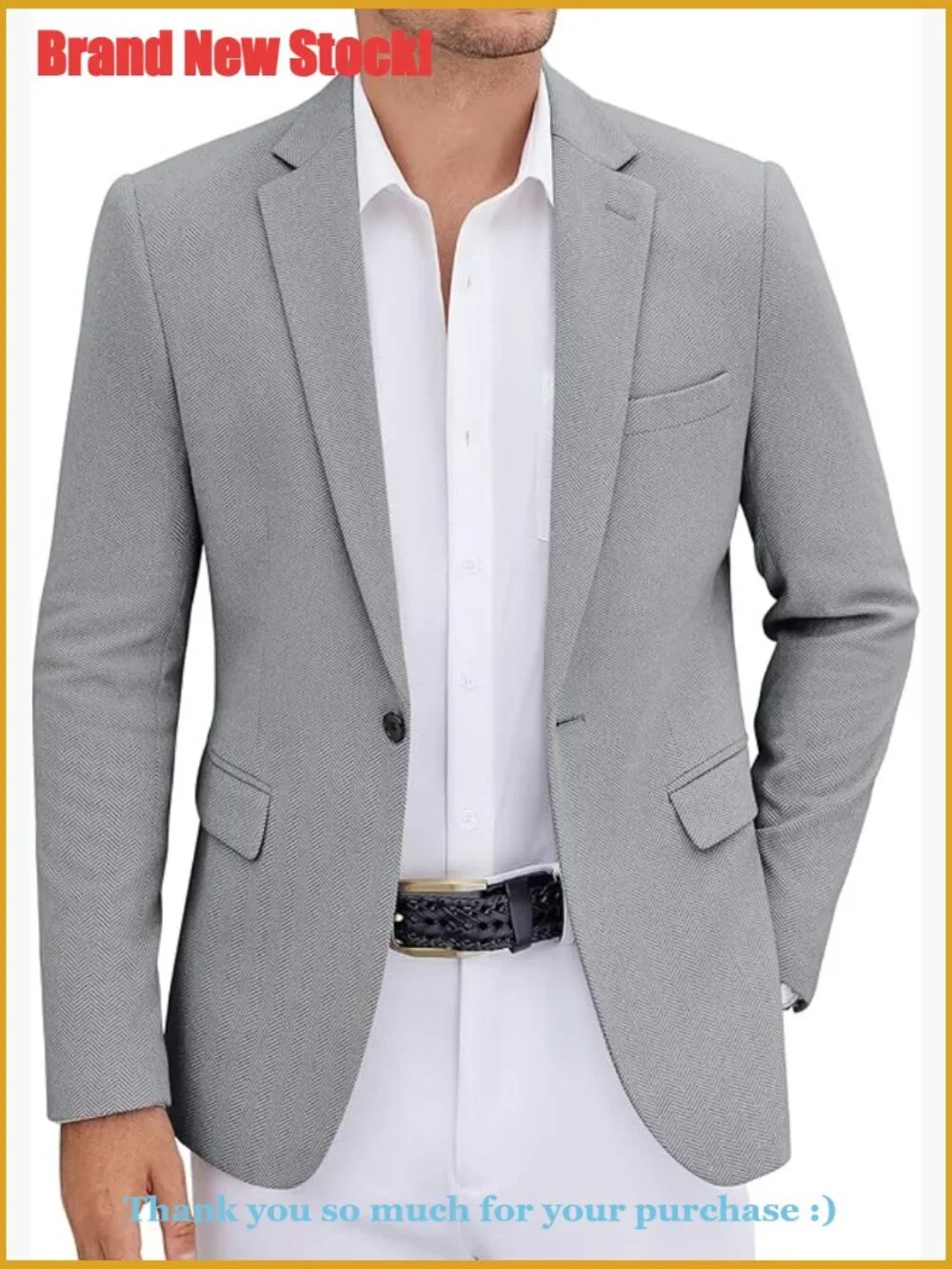 Tweed Herringbone Blazer Slim Fit Suit Jacket Formal Casual